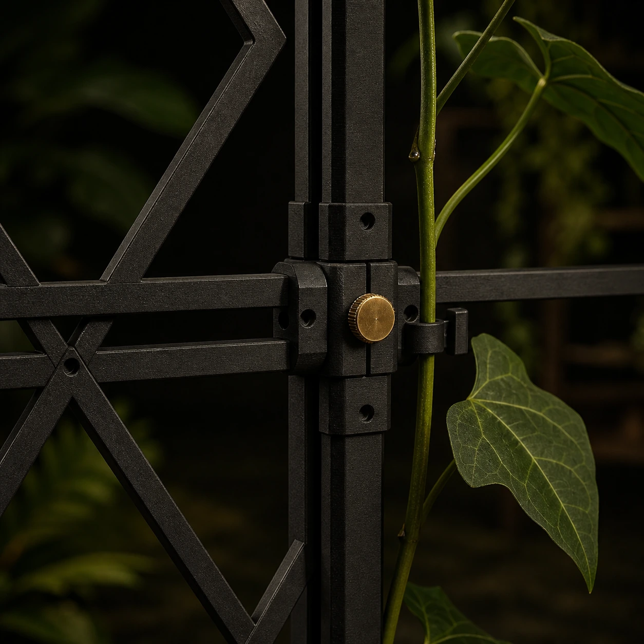 Modular Growing Trellis connector and material detail.