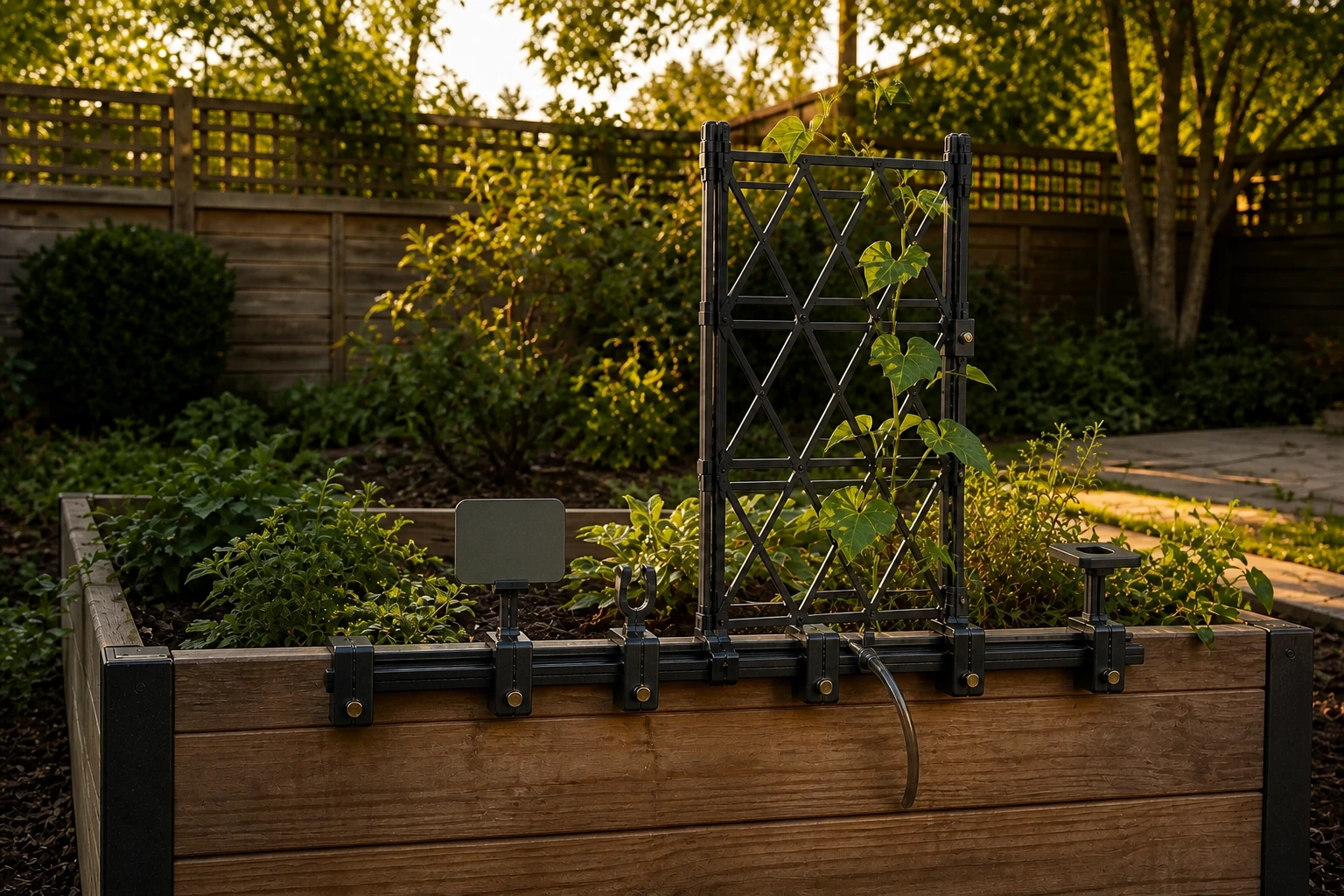 Universal Planter Rail shown performing its intended function.
